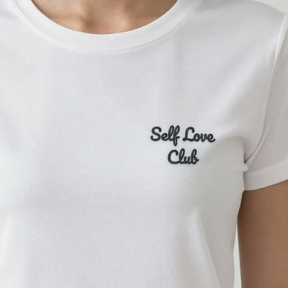 Self Love Club Sweatshirt, adult t-shirt in white, embroidered