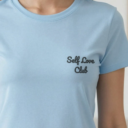 Self Love Club Sweatshirt, adult t-shirt in light blue, embroidered