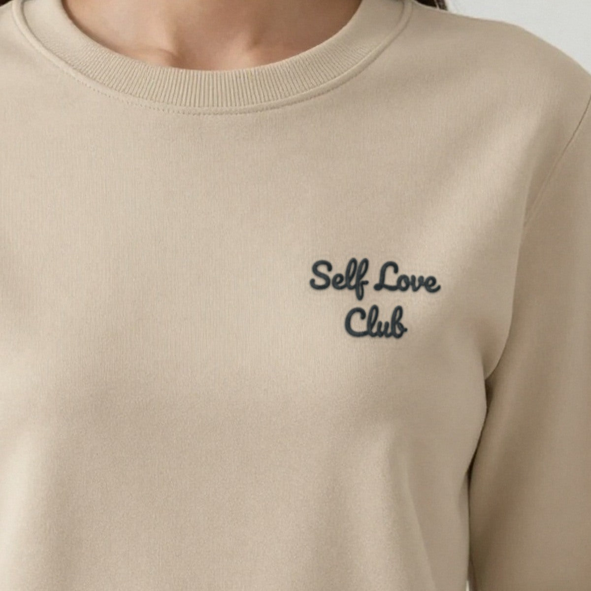 Self Love Club Sweatshirt, adult sweatshirt in sand, embroidered