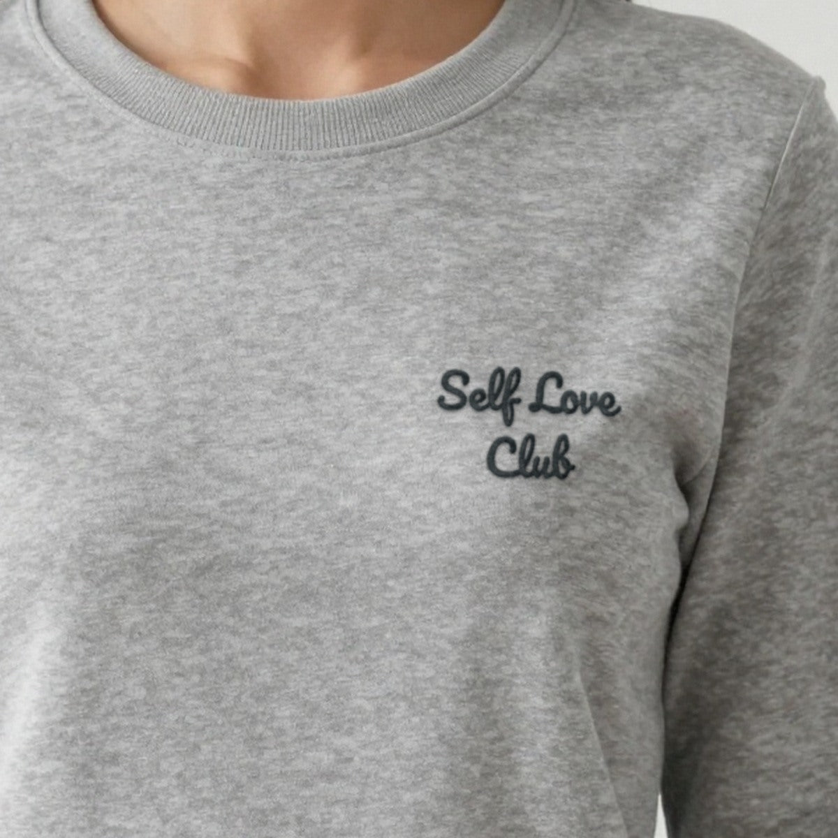 Self Love Club Sweatshirt, adult sweatshirt in ash, embroidered