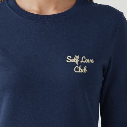 Self Love Club Sweatshirt, adult sweatshirt in navy, embroidered