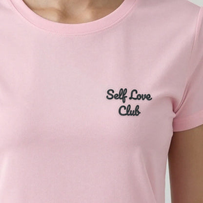 Self Love Club Sweatshirt, adult t-shirt in light pink, embroidered