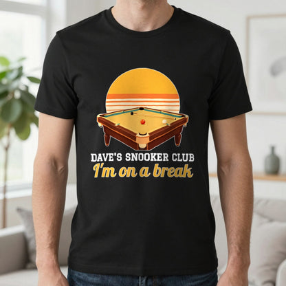 Personalised Snooker Club T-Shirt & Sweatshirt T-Shirt in Black, worn, our photo