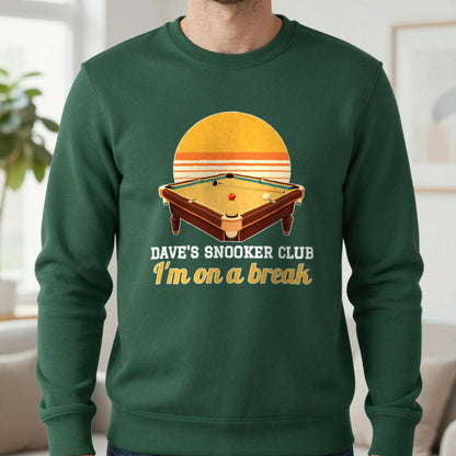 Personalised Snooker Club T-Shirt & Sweatshirt Sweatshirt in Forest Green, worn, our photo
