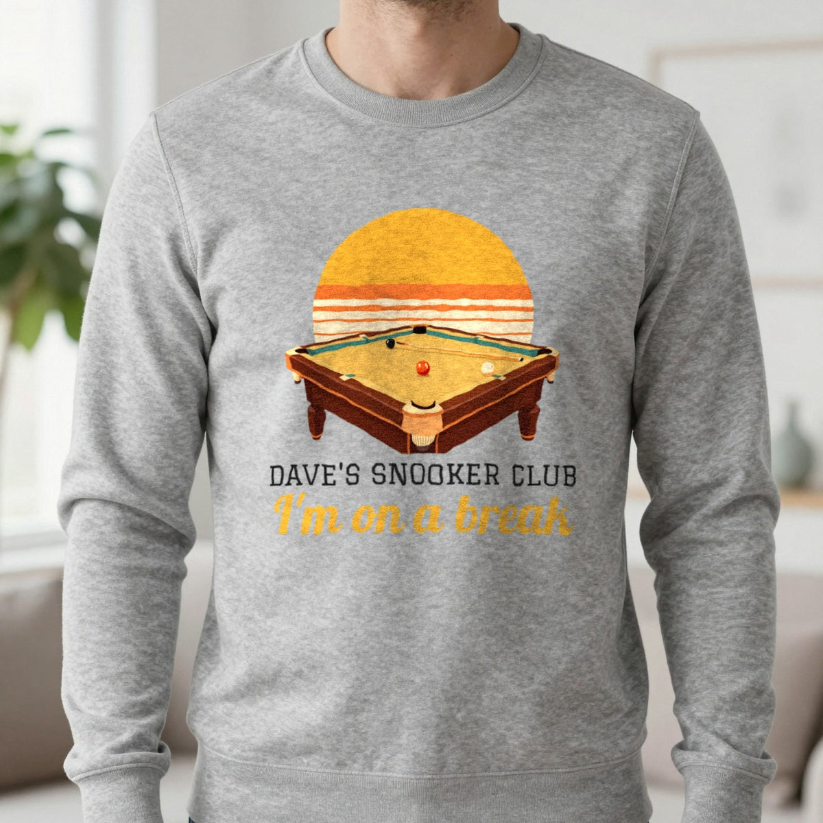 Personalised Snooker Club T-Shirt & Sweatshirt Sweatshirt in Sport Grey, worn, our photo
