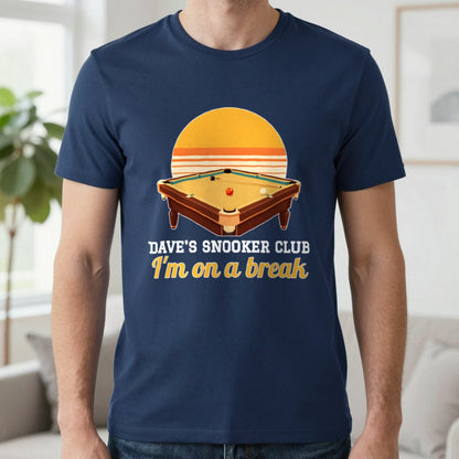 Personalised Snooker Club T-Shirt & Sweatshirt T-Shirt in Navy, worn, our photo