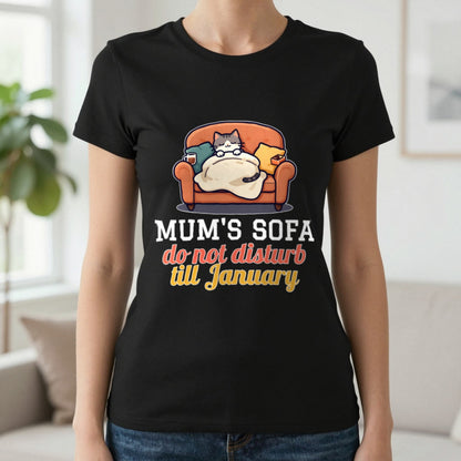 Personalised Sofa Do Not Disturb Christmas Jumper & T-Shirt T-Shirt in Black, worn, our photo