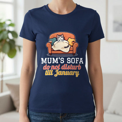 Personalised Sofa Do Not Disturb Christmas Jumper & T-Shirt T-Shirt in Navy, worn, our photo