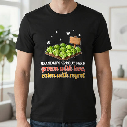Personalised Sprout Farm Christmas Jumper & T-Shirt T-Shirt in Black, worn, our photo