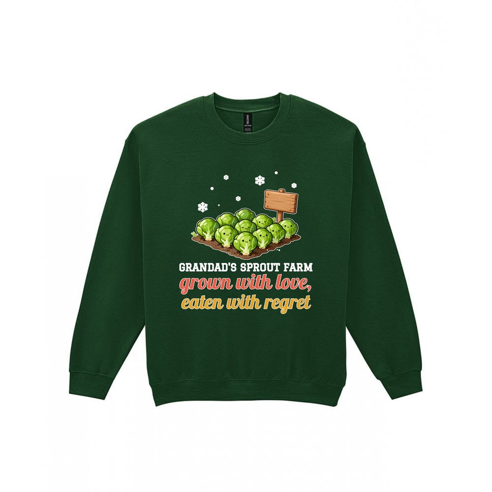 Personalised Sprout Farm Christmas Jumper & T-Shirt laid flat