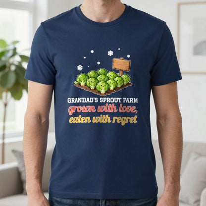 Personalised Sprout Farm Christmas Jumper & T-Shirt T-Shirt in Navy, worn, our photo