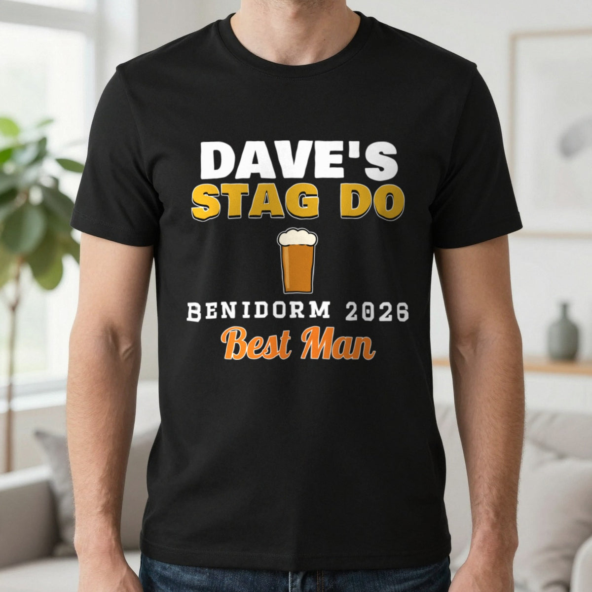 Personalised Stag Do T-Shirts T-Shirt in Black, worn, our photo