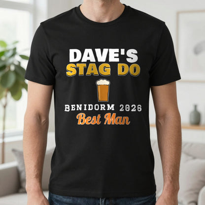 Personalised Stag Do T-Shirts T-Shirt in Black, worn, our photo