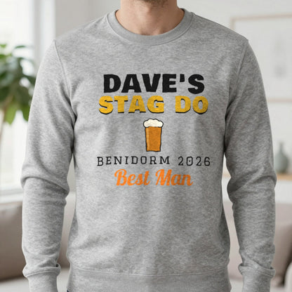 Personalised Stag Do T-Shirts Sweatshirt in Sport Grey, worn, our photo