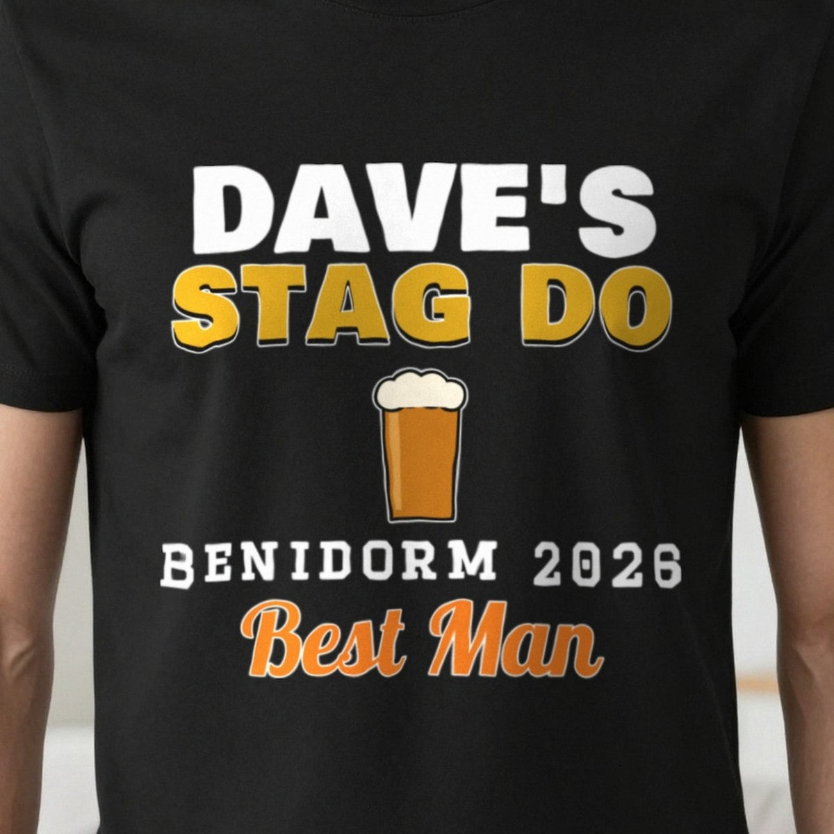 Personalised Stag Do T-Shirts print close-up, our photo