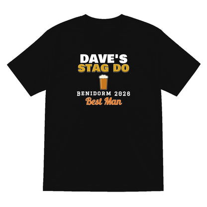 Personalised Stag Do T-Shirts laid flat