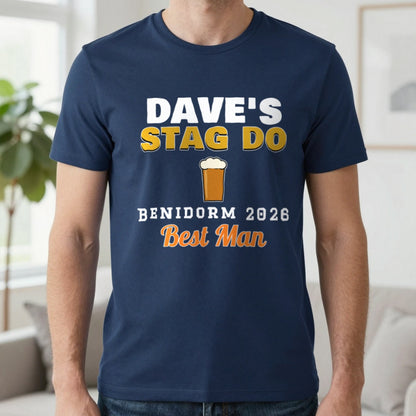 Personalised Stag Do T-Shirts T-Shirt in Navy, worn, our photo
