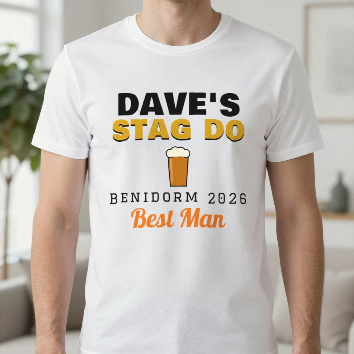 Personalised Stag Do T-Shirts T-Shirt in White, worn, our photo