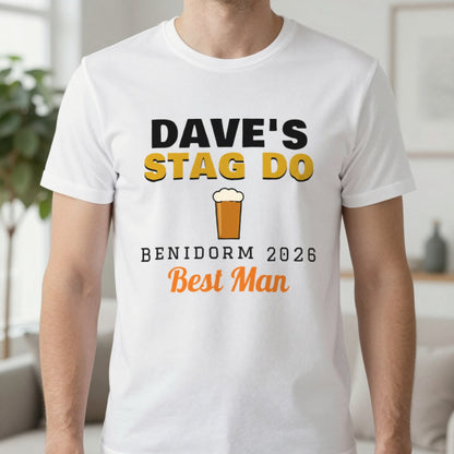Personalised Stag Do T-Shirts T-Shirt in White, worn, our photo