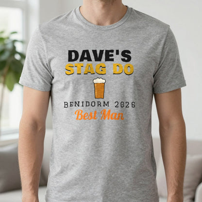 Personalised Stag Do T-Shirts T-Shirt in Sport Grey, worn, our photo