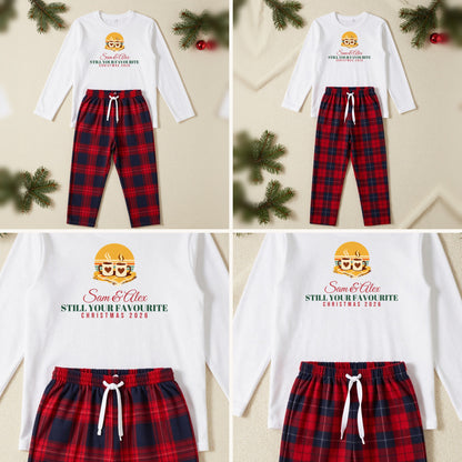 Still Your Favourite Couples matching couples Christmas pyjamas set, each with their own name