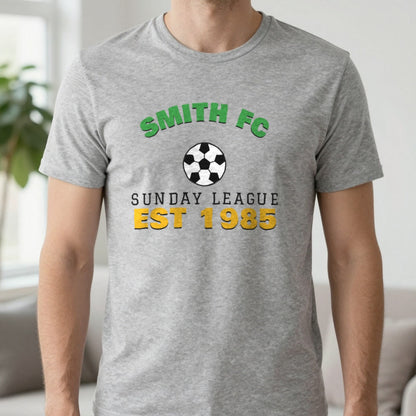 Personalised Sunday League FC Est. T-Shirt & Sweatshirt T-Shirt in Sport Grey, worn, our photo