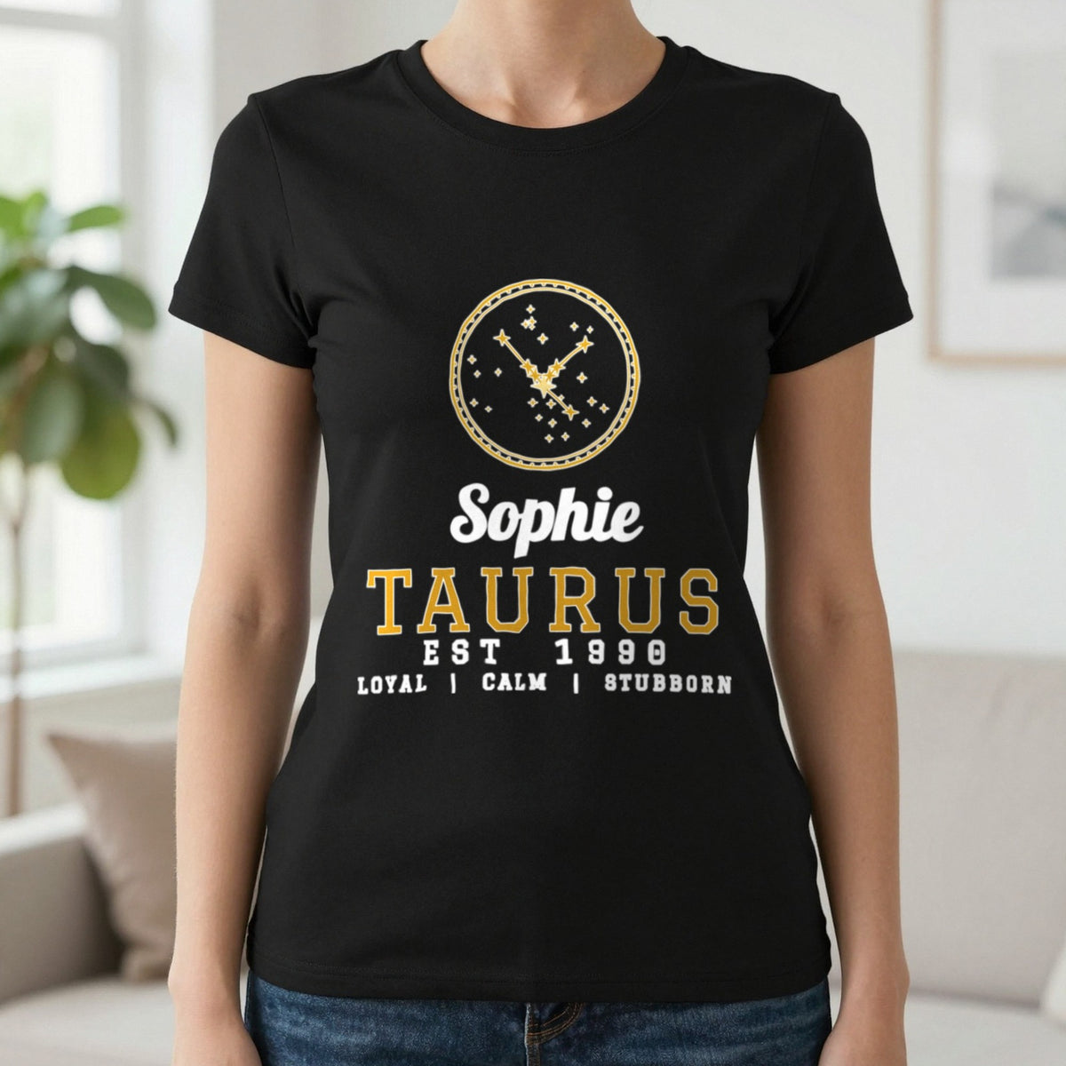 Personalised Taurus T-Shirt & Sweatshirt T-Shirt in Black, worn, our photo