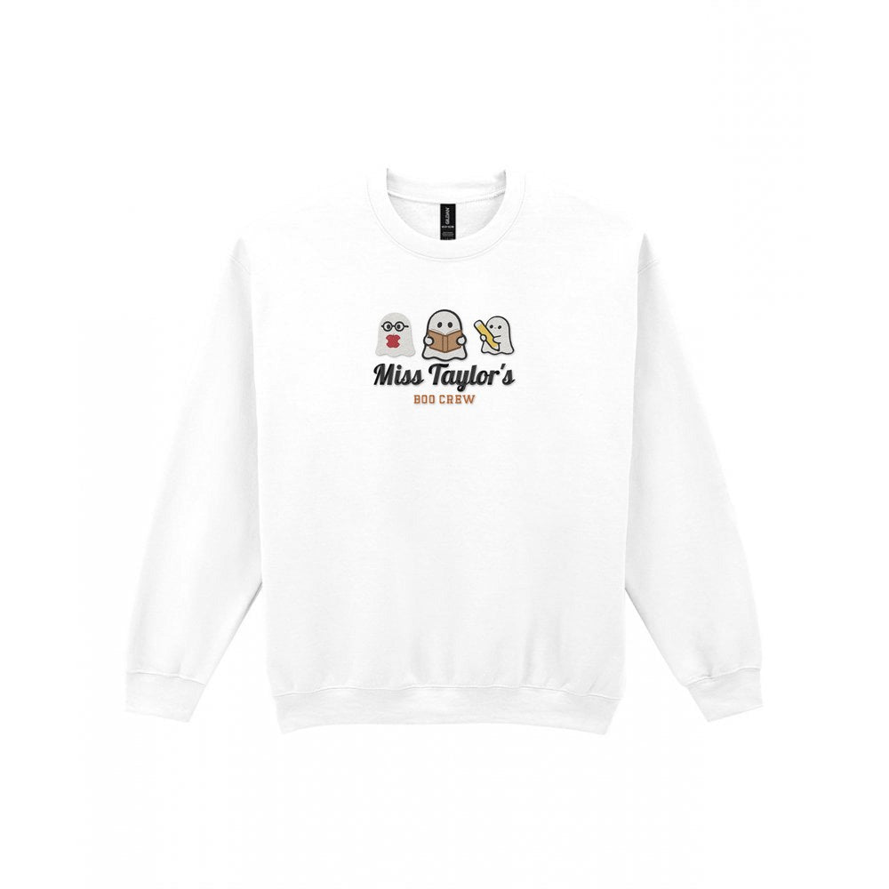 Personalised Teacher Halloween Embroidered Sweatshirt in White