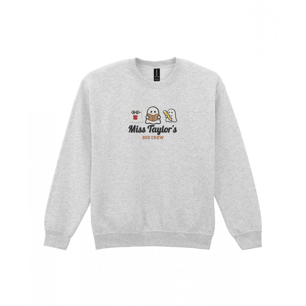 Personalised Teacher Halloween Embroidered Sweatshirt in Sport Grey