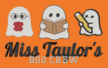 Personalised Teacher Halloween Embroidered Sweatshirt embroidery close-up