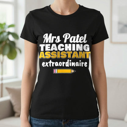Personalised Teaching Assistant T-Shirt & Sweatshirt T-Shirt in Black, worn, our photo