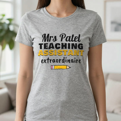 Personalised Teaching Assistant T-Shirt & Sweatshirt T-Shirt in Sport Grey, worn, our photo