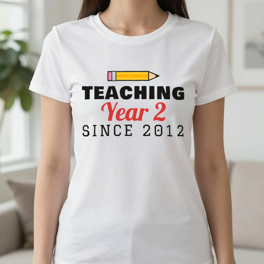 Personalised Teaching Since T-Shirt & Sweatshirt T-Shirt in White, worn, our photo