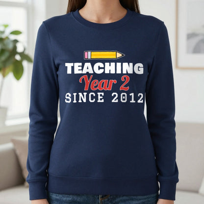 Personalised Teaching Since T-Shirt & Sweatshirt Sweatshirt in Navy, worn, our photo