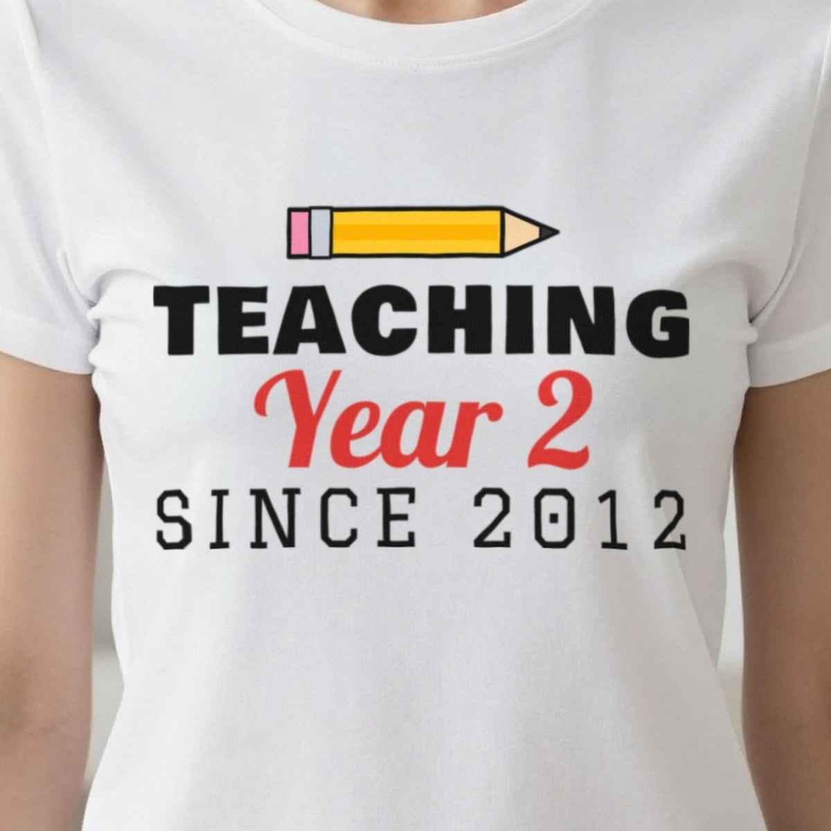 Personalised Teaching Since T-Shirt & Sweatshirt print close-up, our photo