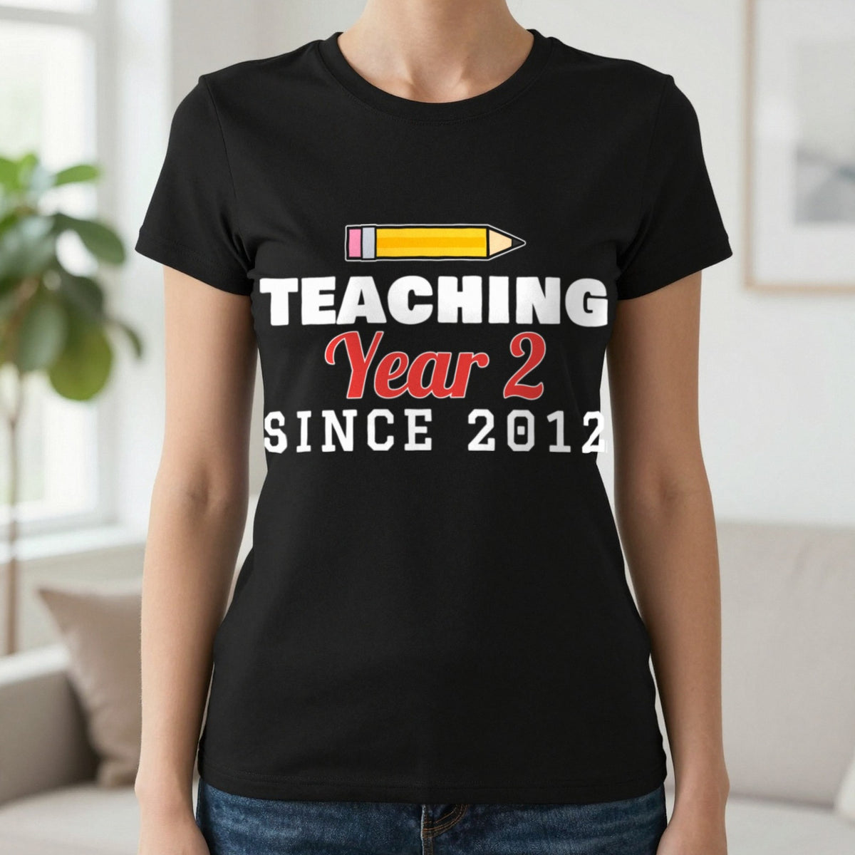 Personalised Teaching Since T-Shirt & Sweatshirt T-Shirt in Black, worn, our photo