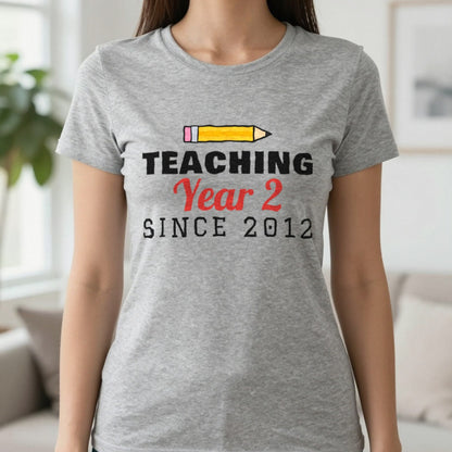 Personalised Teaching Since T-Shirt & Sweatshirt T-Shirt in Sport Grey, worn, our photo