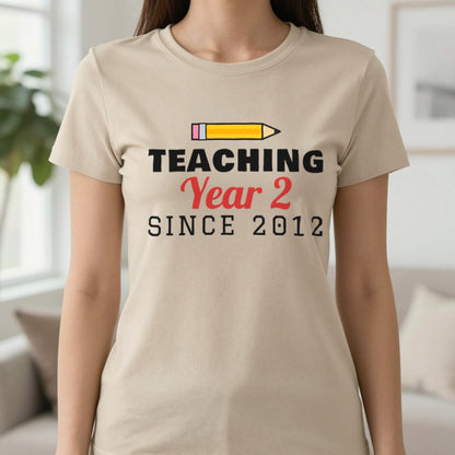 Personalised Teaching Since T-Shirt & Sweatshirt T-Shirt in Sand, worn, our photo