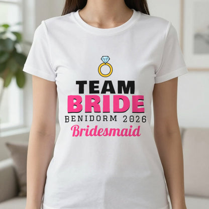 Personalised Team Bride T-Shirts T-Shirt in White, worn, our photo