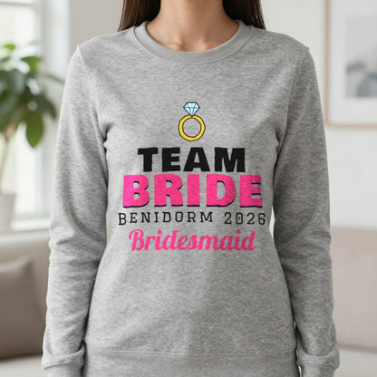 Personalised Team Bride T-Shirts Sweatshirt in Sport Grey, worn, our photo