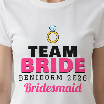 Personalised Team Bride T-Shirts print close-up, our photo