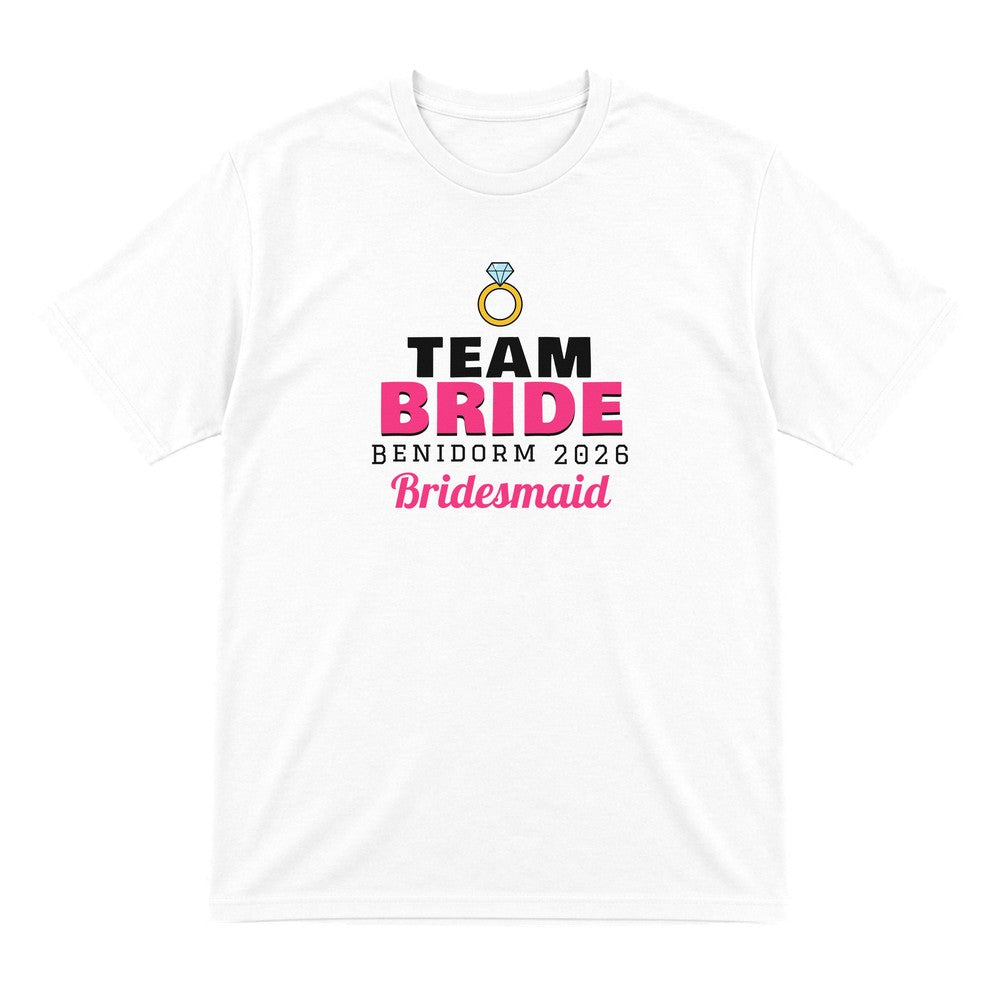 Personalised Team Bride T-Shirts laid flat