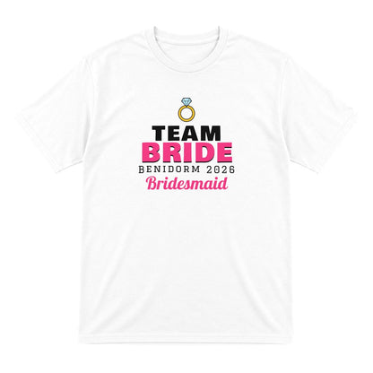 Personalised Team Bride T-Shirts laid flat