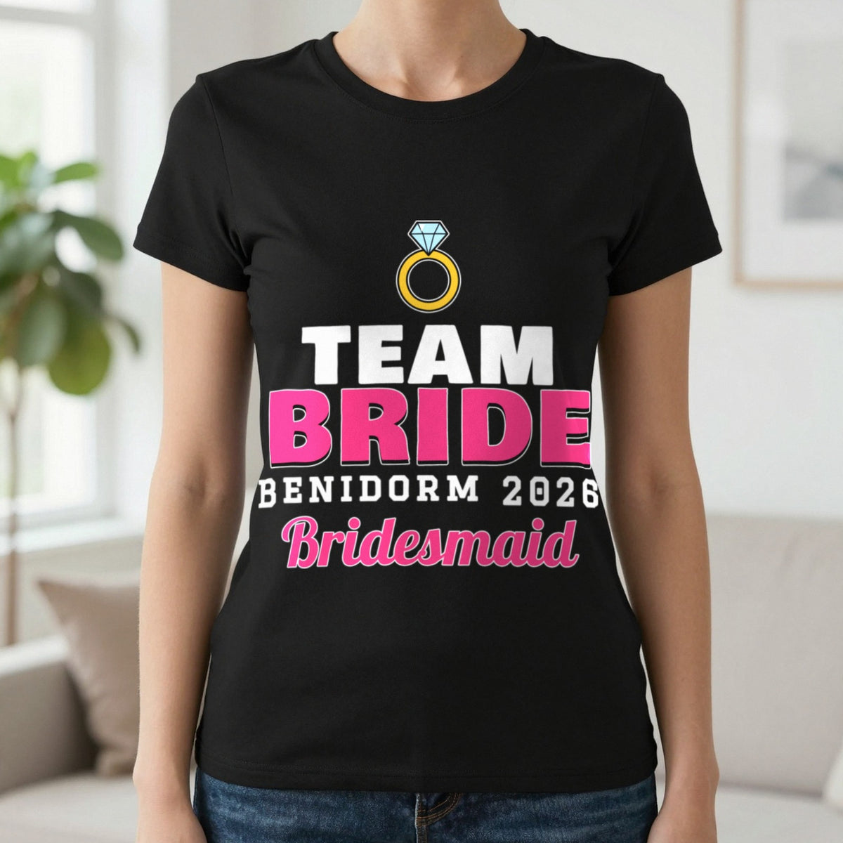 Personalised Team Bride T-Shirts T-Shirt in Black, worn, our photo