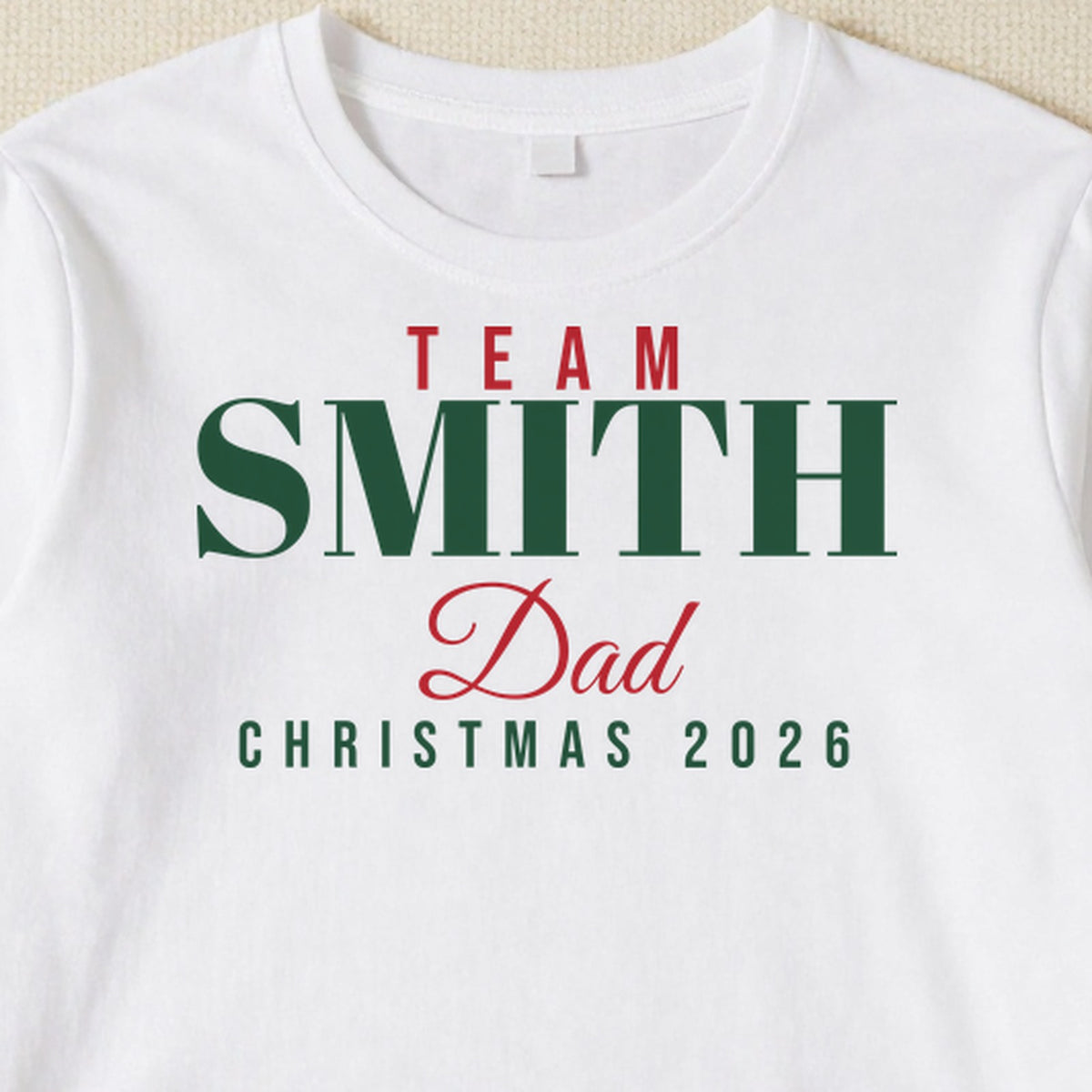 Team Surname Christmas personalised print close-up
