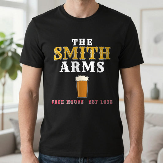 Personalised Pub Sign T-Shirt & Sweatshirt T-Shirt in Black, worn, our photo