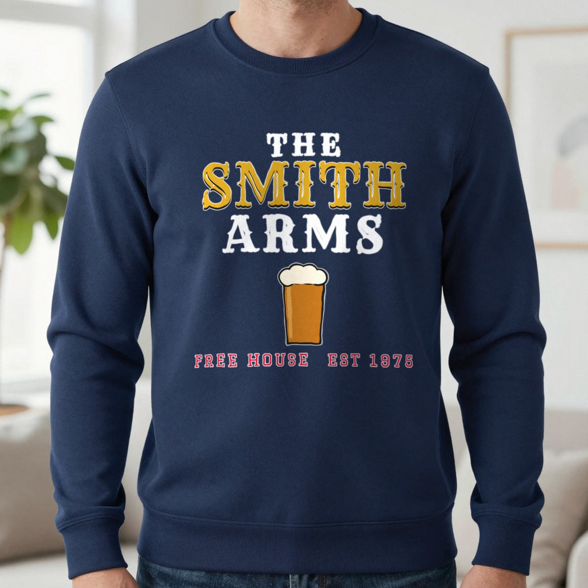 Personalised Pub Sign T-Shirt & Sweatshirt Sweatshirt in Navy, worn, our photo