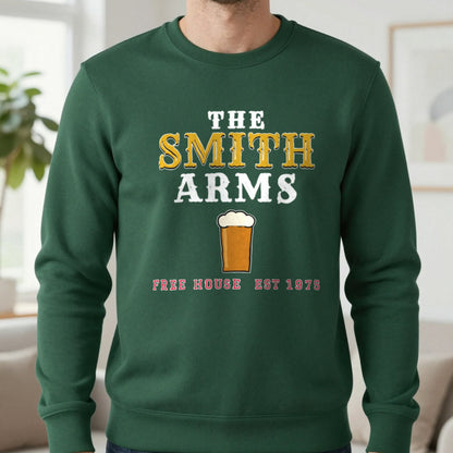 Personalised Pub Sign T-Shirt & Sweatshirt Sweatshirt in Forest Green, worn, our photo