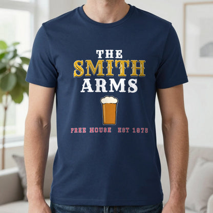Personalised Pub Sign T-Shirt & Sweatshirt T-Shirt in Navy, worn, our photo