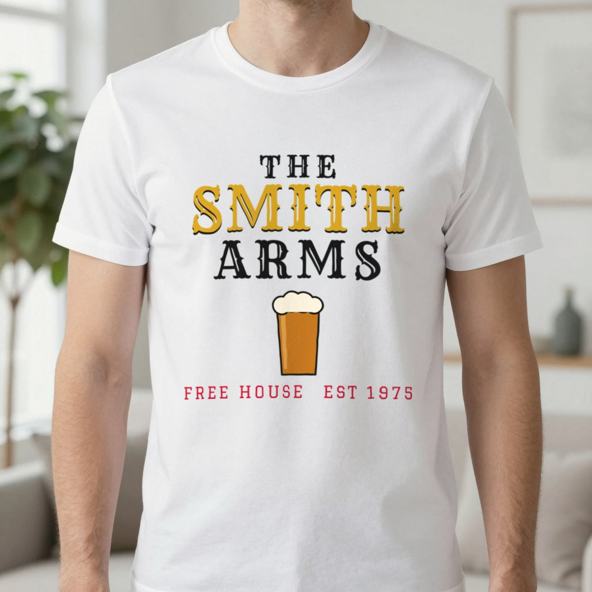 Personalised Pub Sign T-Shirt & Sweatshirt T-Shirt in White, worn, our photo